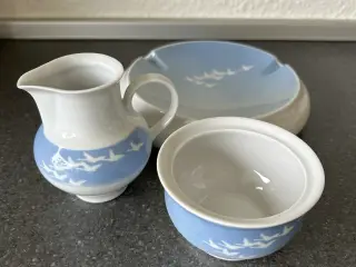 Sukker,fløde, askebæger. Svanestel
