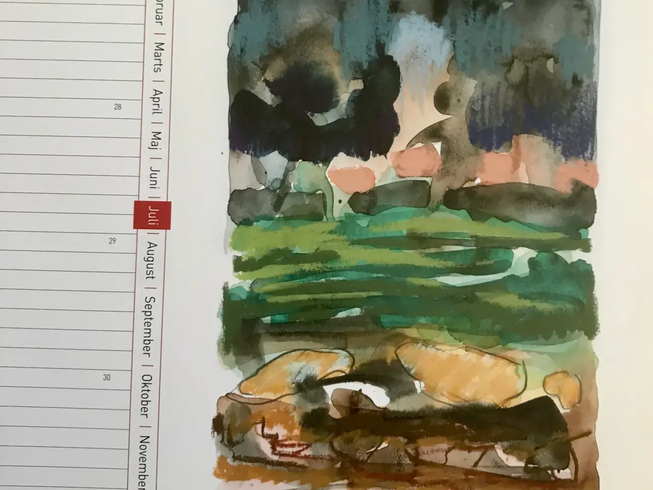 Billede 3 - Kunst kalender med akvarel tryk. Felix Pedersen. 