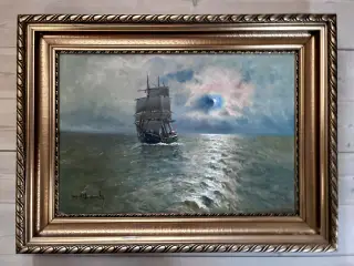 Oliemaleri marinemaler Alfred Jensen (1859-
