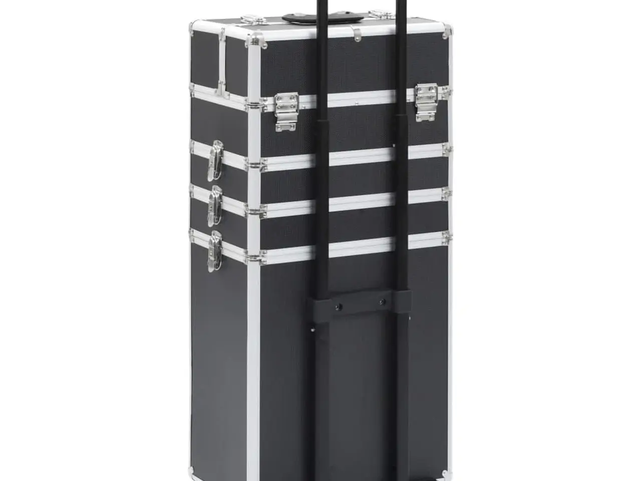Billede 5 - Makeupkuffert i aluminium - sort trolley med 4 niveauer