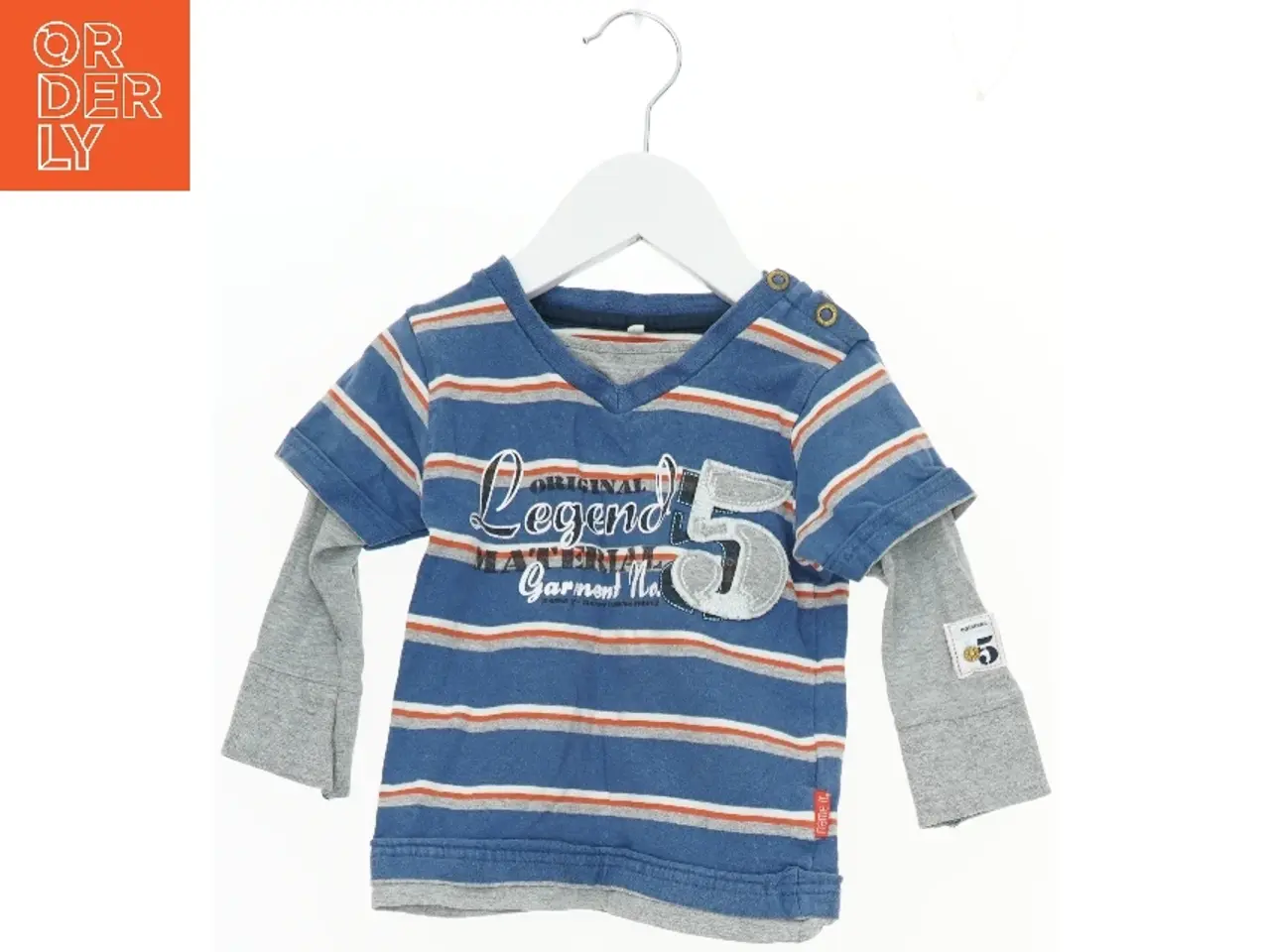 Billede 1 - Langærmet T-shirt med striber og tekst fra Name It (str. 80)