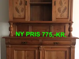 Vitrineskab, fyrretræ, b: 133 d: 58 h: 208