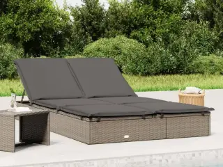 2-personers solseng med hynder polyrattan grå