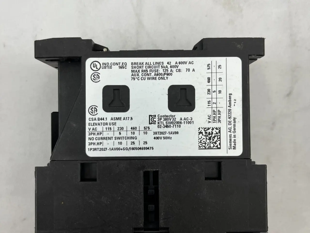 Billede 7 - Siemens SIRIUS 3RT2027-1AV00 kontaktor, 3-Pole,