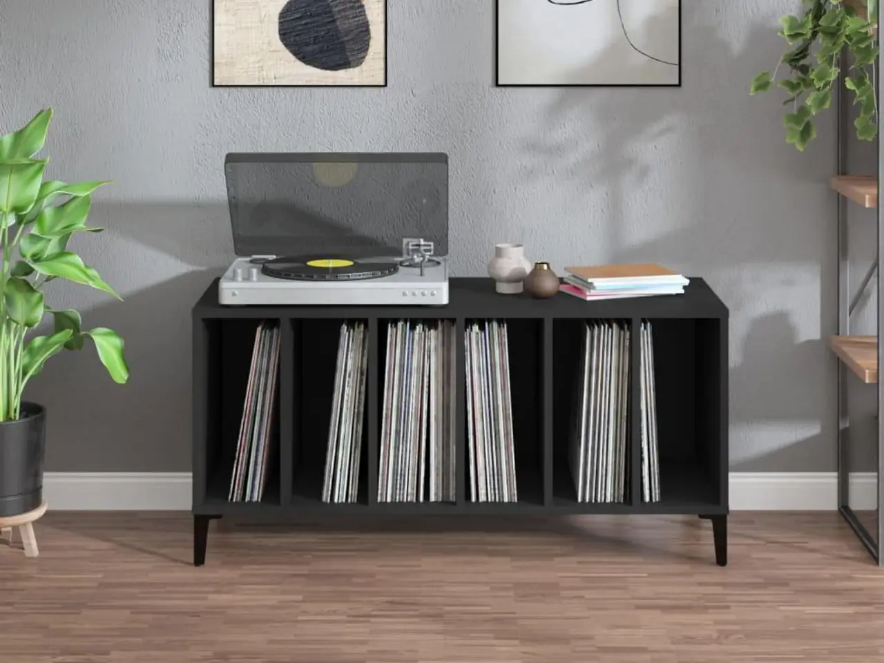 Billede 3 - Vinylskab 100x38x48 cm konstrueret træ sort