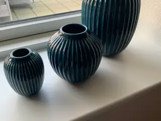 3 Kahler vaser, 10,5-13-21 cm , blå