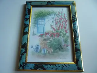 Smuk håndmalet blomster billedramme