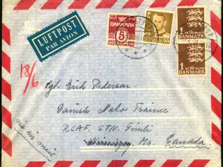 Luftpost Brev fra Danmark til Danish Nato Trainee - Canada - 19 - 6 - 59 - Med indhold.
