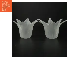 2 Lysestager i mat glas (str. Ø 11 cm)