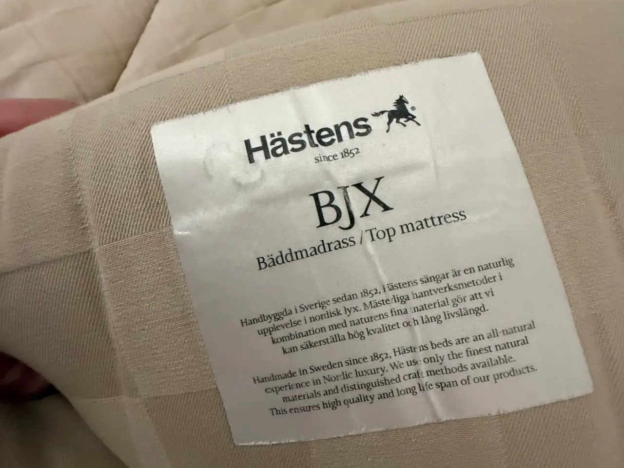 Billede 2 - Hästens BJX topmadras 180x200