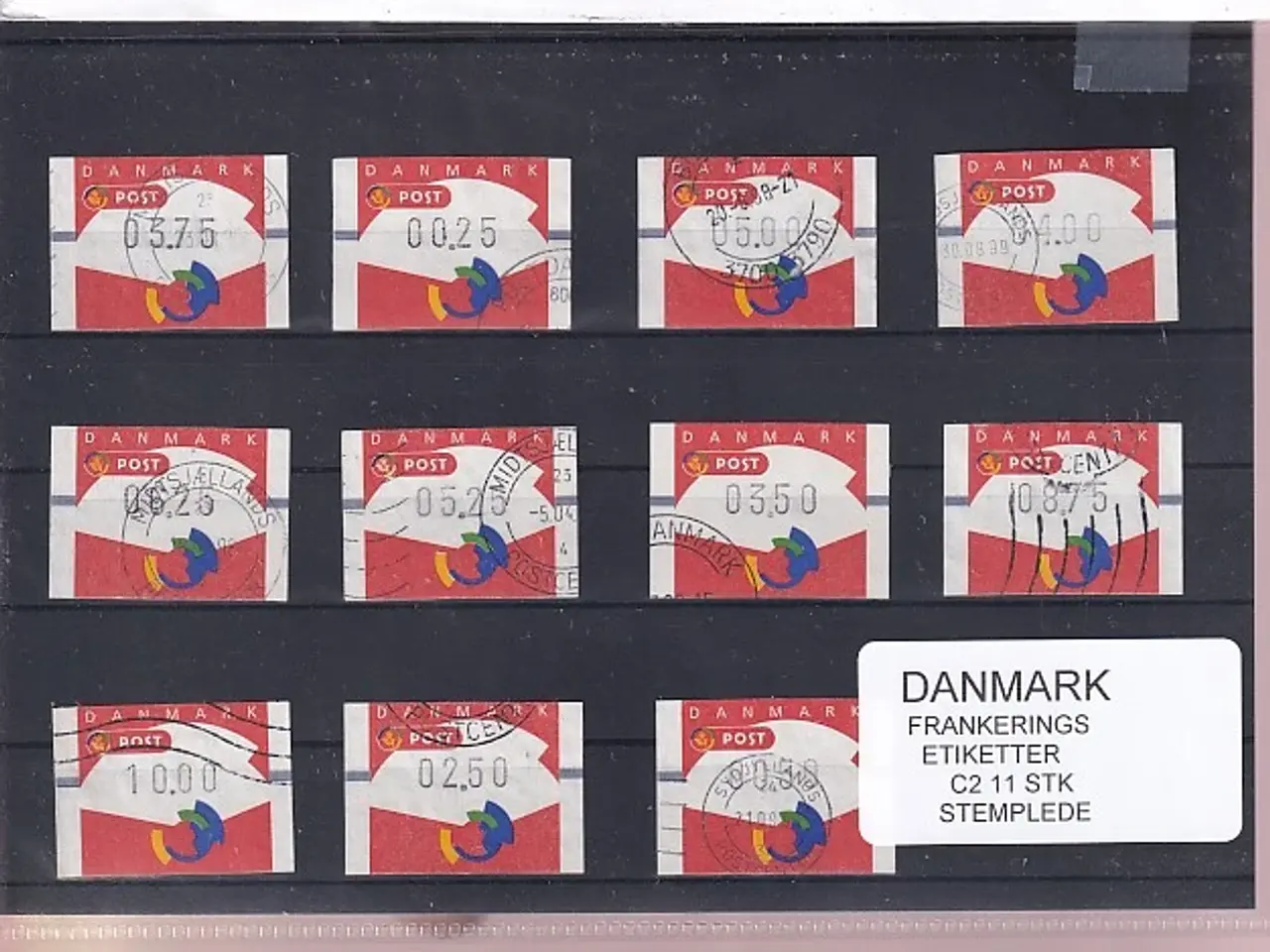 Billede 1 - Danmark - Frankeringsetiketter  C 2 - 11 Stk. Stemplede