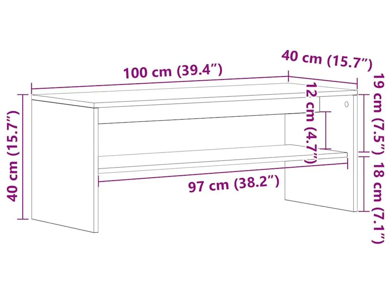 Billede 10 - Tv-bord 100x40x40 cm konstrueret træ sort egetræsfarve