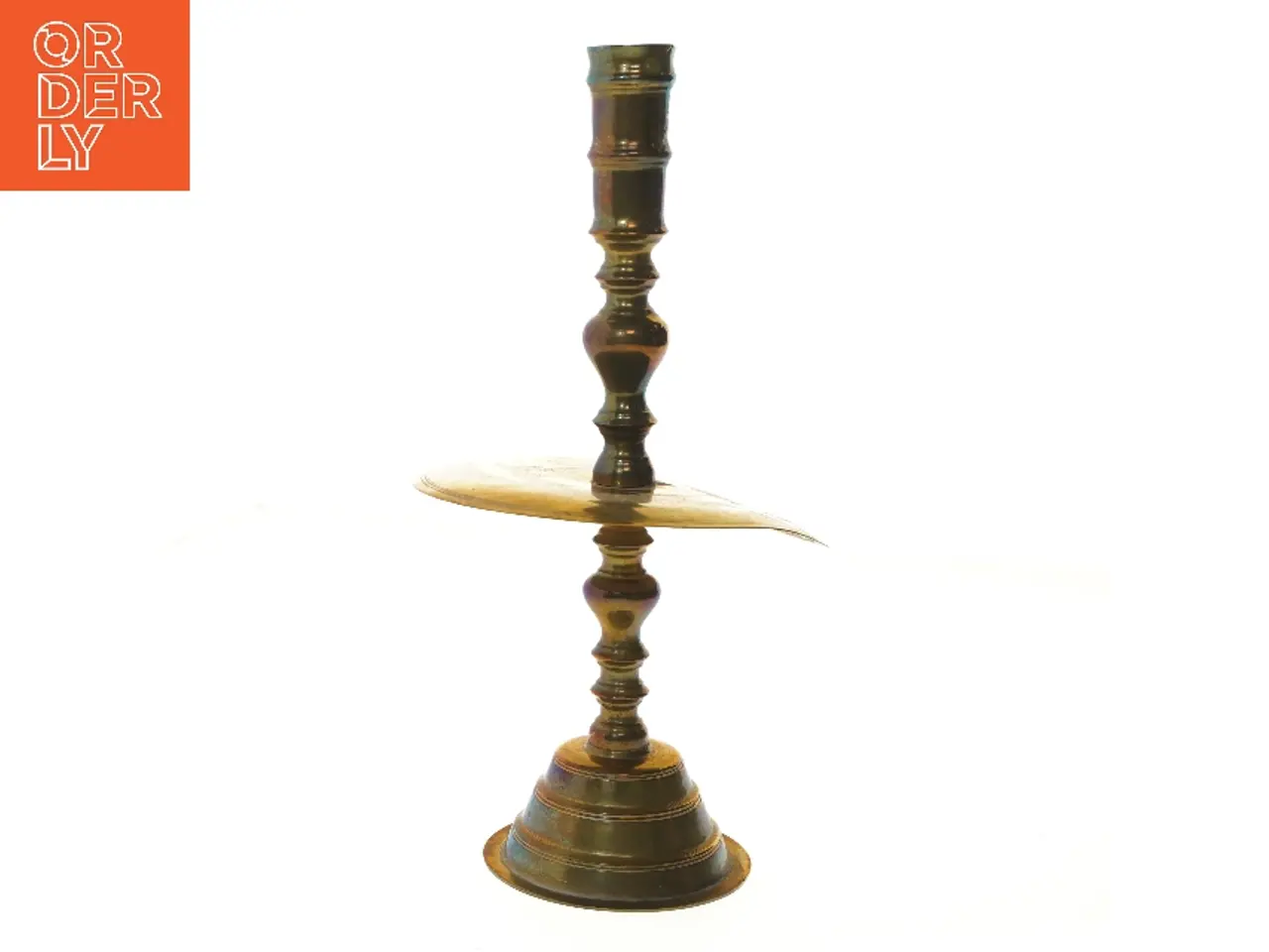Billede 1 - Messing lysestage med drypbakke 42 cm (str. 42 cm)