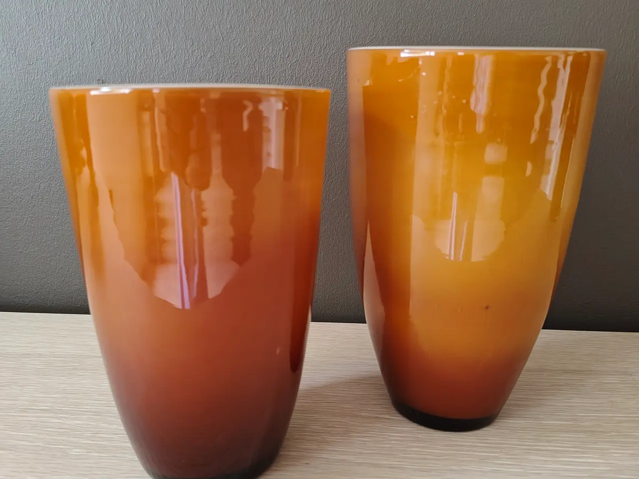 Billede 3 - Flotte gamle ravfarvede glasvaser
