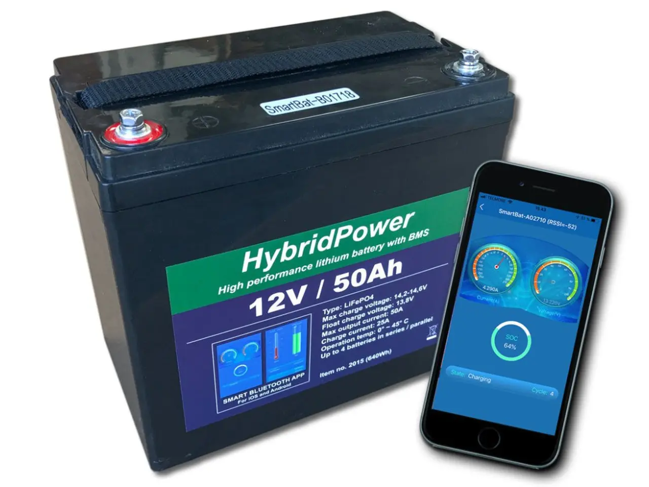 Billede 1 - 12 V 50 Ah LiFePO4-batteri med appovervågning