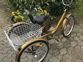 Tre -hjulet cykel med kurv