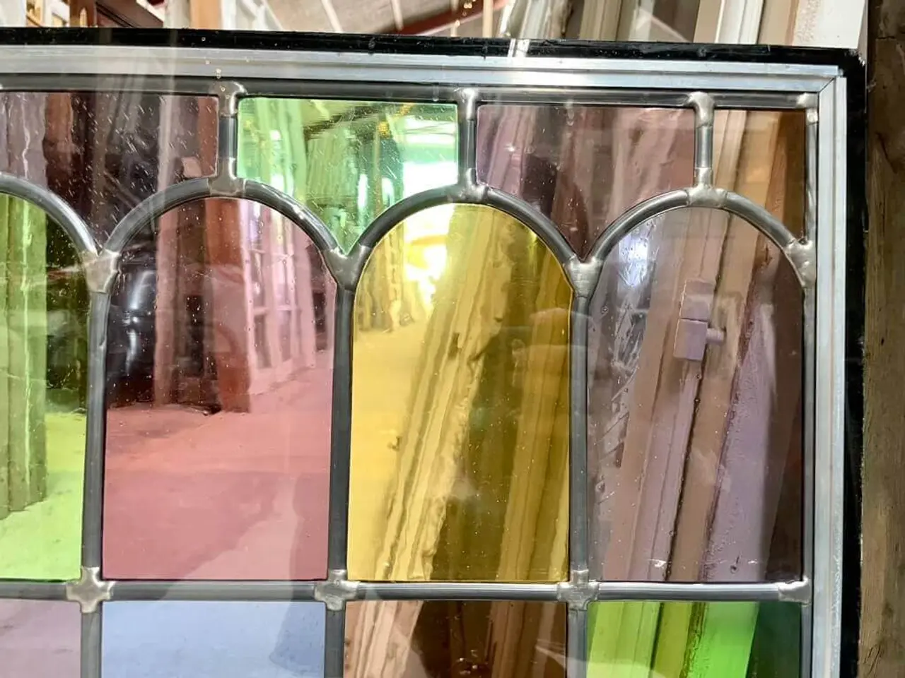 Billede 2 - Termorude m. blyindfattede, farvede glas