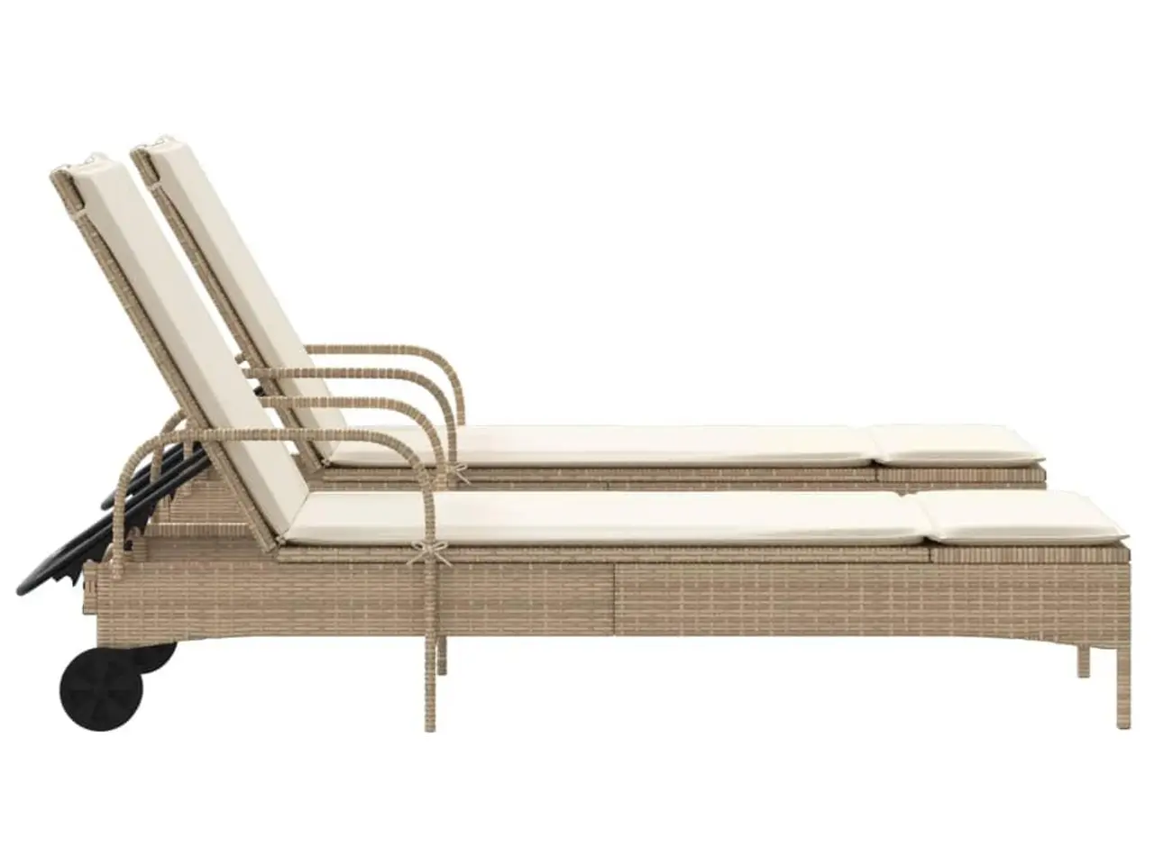Billede 5 - Liggestole 2 stk. med hynder polyrattan beige