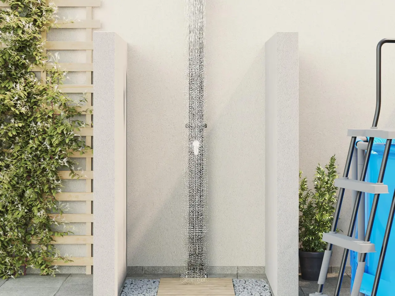 Billede 4 - Udendørs solbruser Sort 217 cm PVC og aluminium
