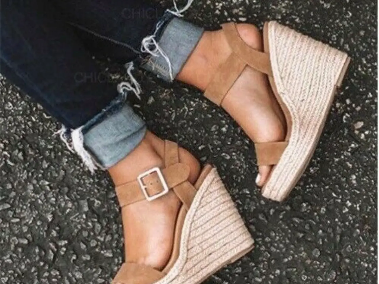 Billede 1 - 2 par wedges sandaler i leopard og sand farvet