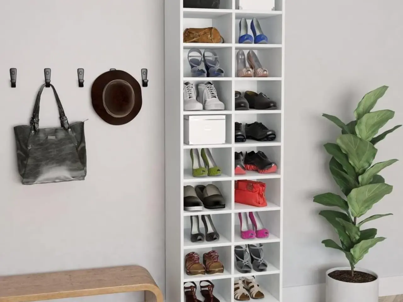 Billede 1 - Skoreol 54 × 34 × 183 cm i konstrueret træ - hvid