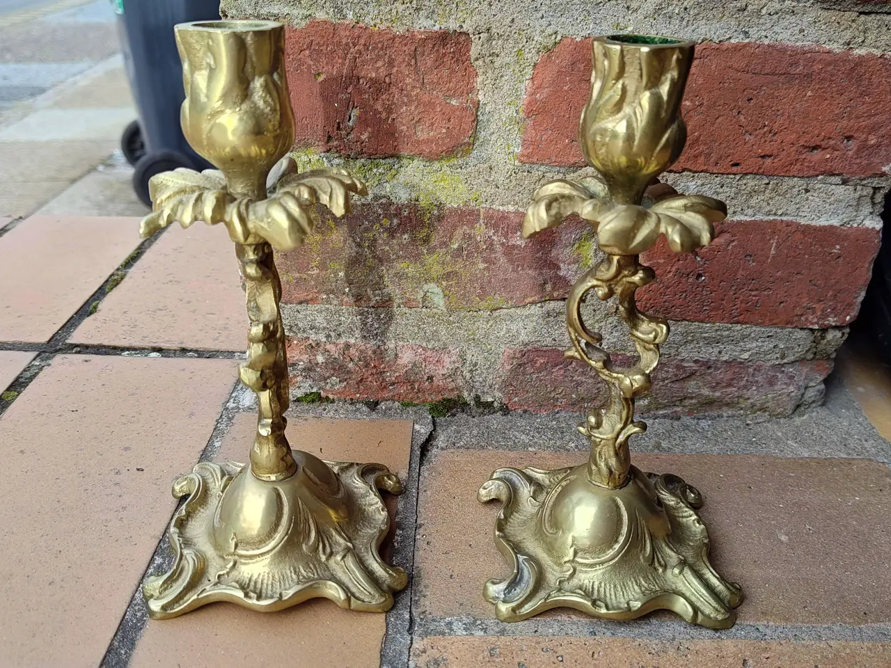 Billede 1 - 2 flotte messing stager som blomster