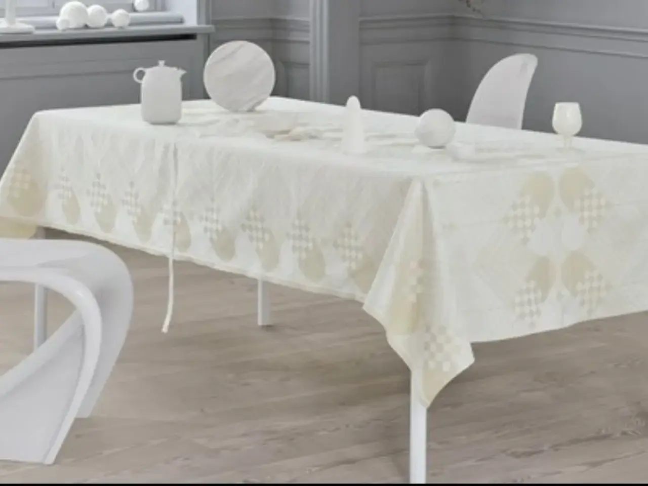 Billede 1 - Georg Jensen juledug, hvid/guld