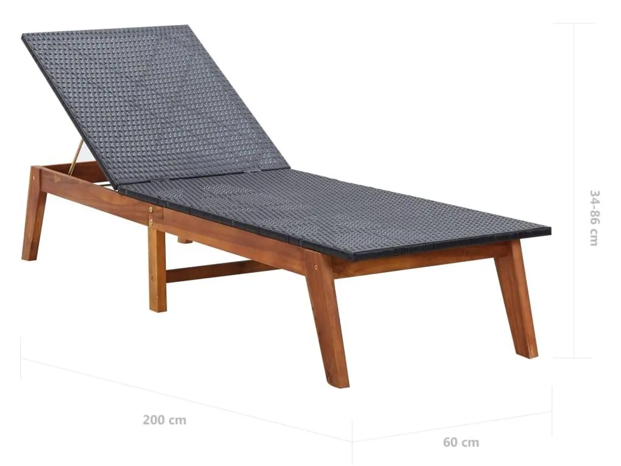 Billede 7 - Liggestol med hynde polyrattan og massivt akacietræ