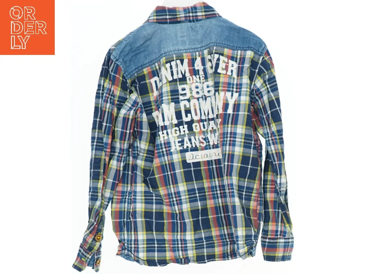 Billede 2 - Ternet skjorte med denim detaljer fra Name It (str. 128)