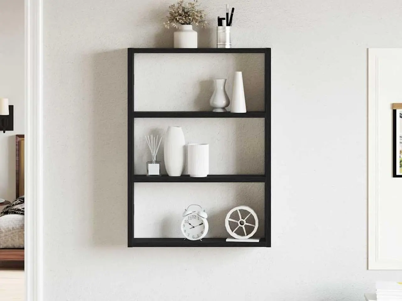 Billede 3 - Væghylde i konstrueret træ 43×9×60 cm - sort