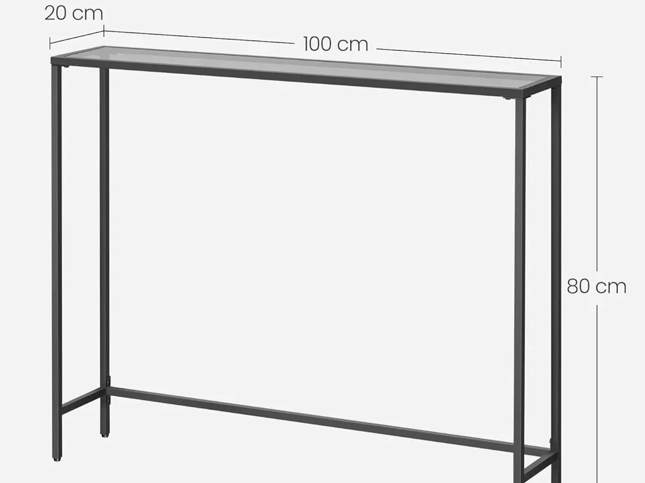 Billede 3 - Konsolbord med hærdet glasplade - sort/skifergrå 100 x 20 x 80 cm