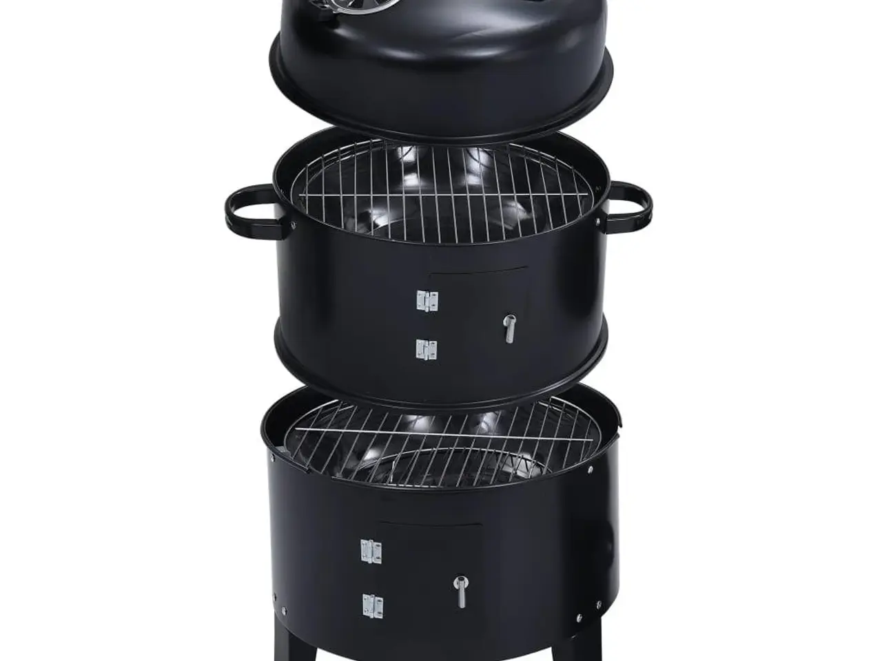 Billede 10 - 3-i-1 kul-/røgegrill 40 × 80 cm - sort stål