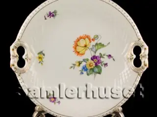 Saxisk Blomst Hvid Kagefad 26 cm.