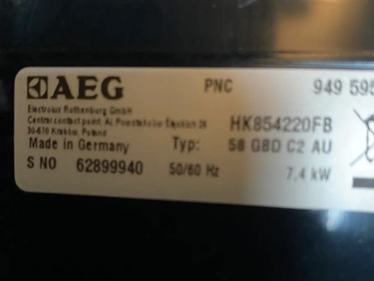 Billede 2 - AEG kogesektion HK854220FB for nedbygning.