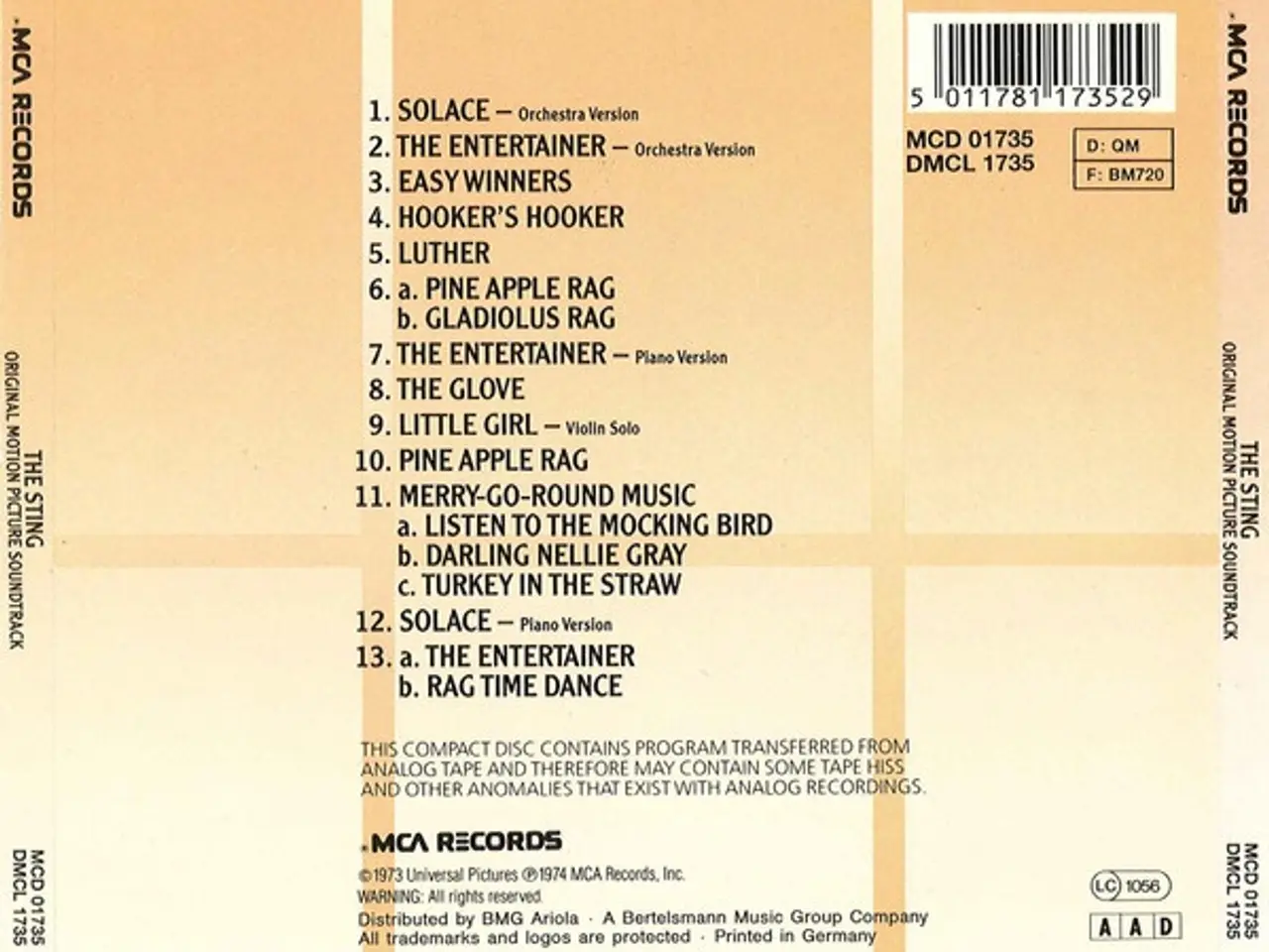 Billede 2 - Marvin Hamlisch – The Sting (Original… – CD