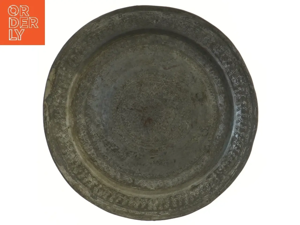 Billede 1 - Dekorativ antik metalbakke (str. 23,5 cm)