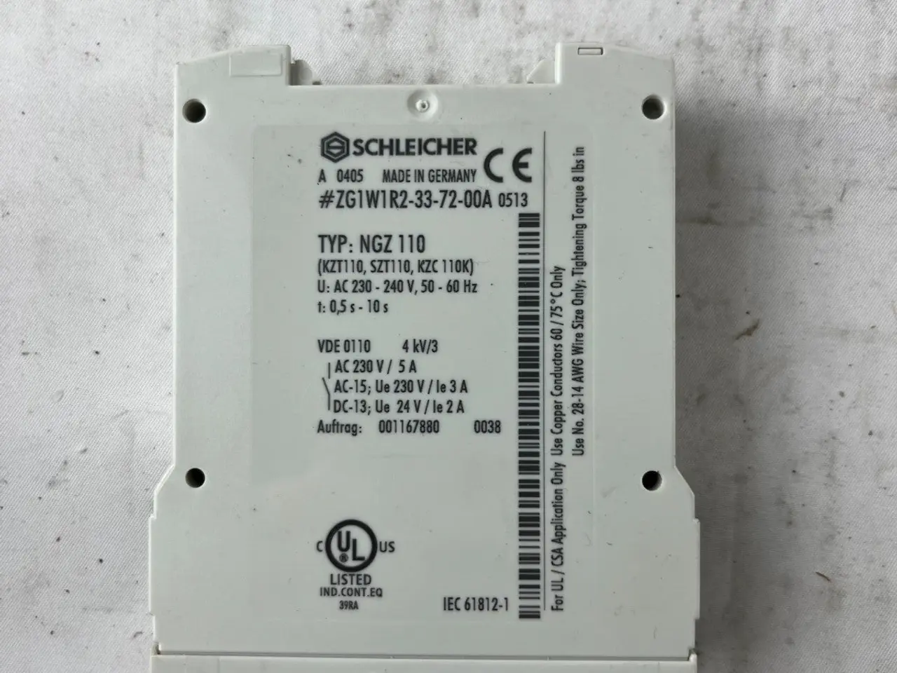Billede 6 - Schleicher NGZ 110 Timer relæ 230-240VAC 0.5-10s