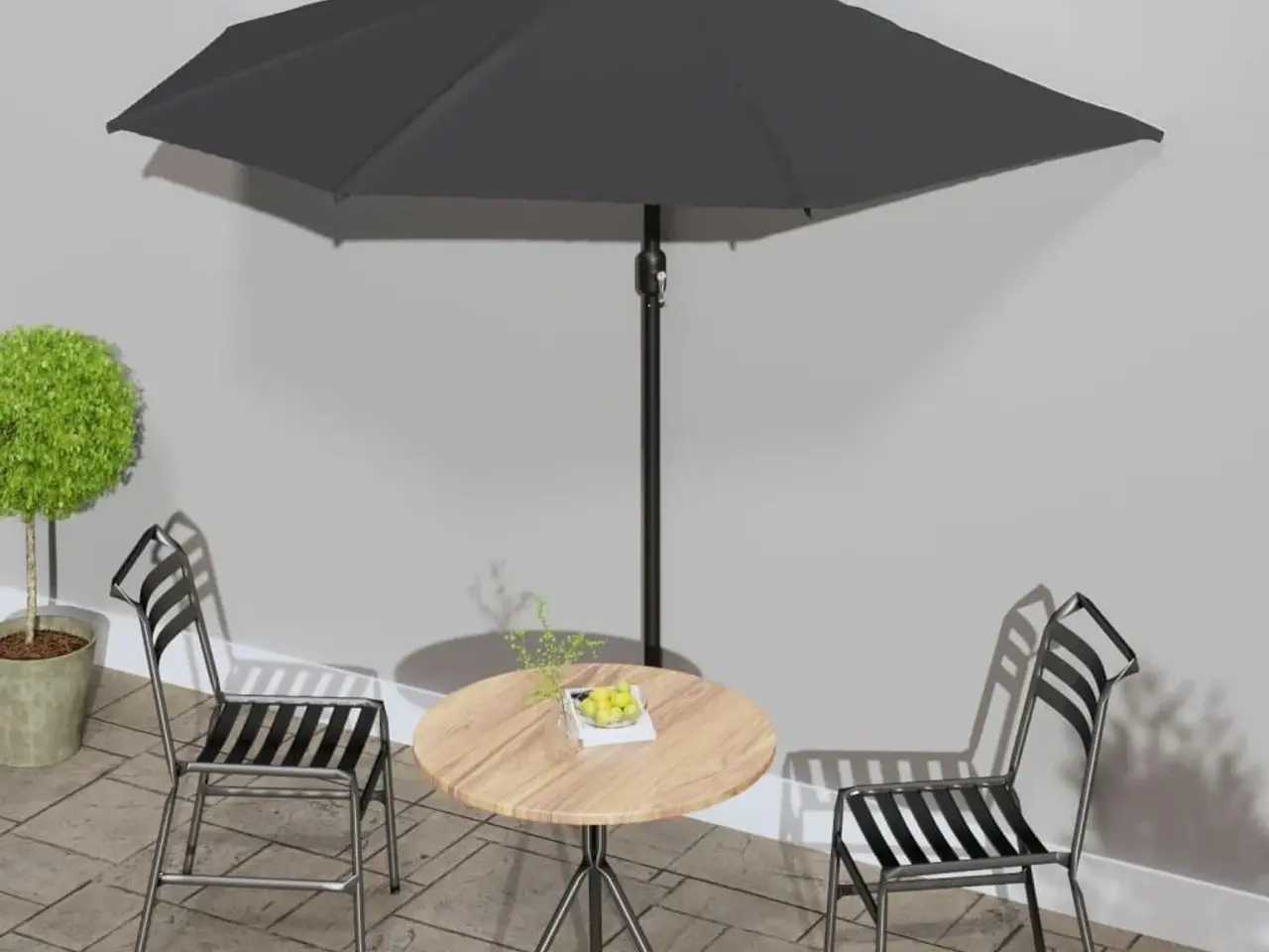 Billede 1 - Balkonparasol halv - antracitgrå 270 × 144 cm med aluminiumsstang
