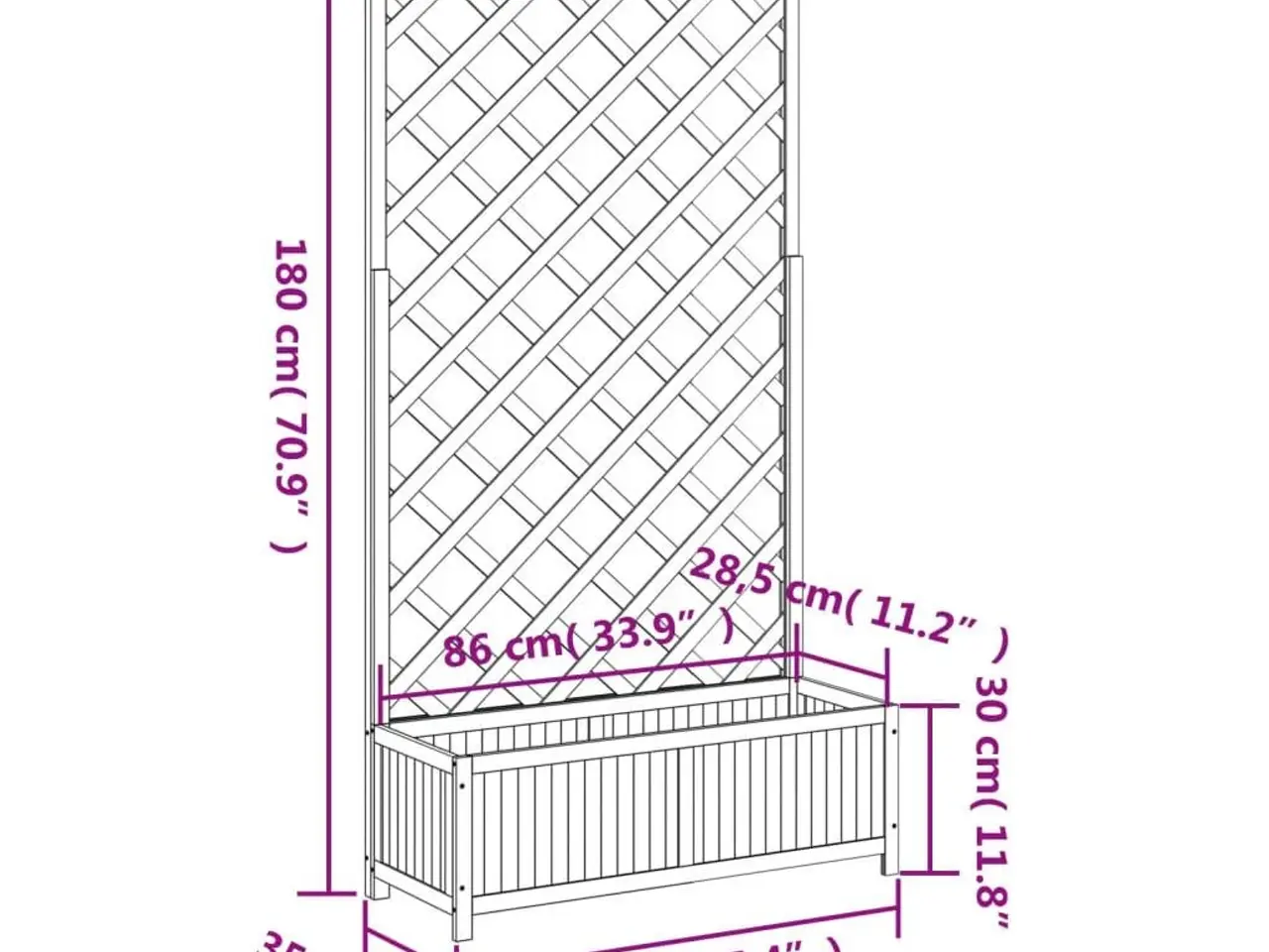 Billede 8 - Plantekasse med espalier - sort 90 x 35 x 180 cm
