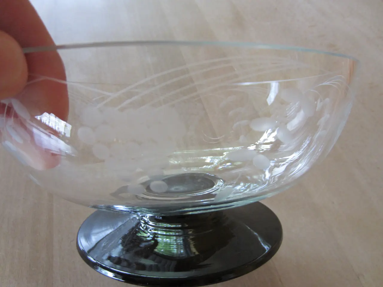 Billede 3 - Flot fad med indgraveret mønster i glas - Retro