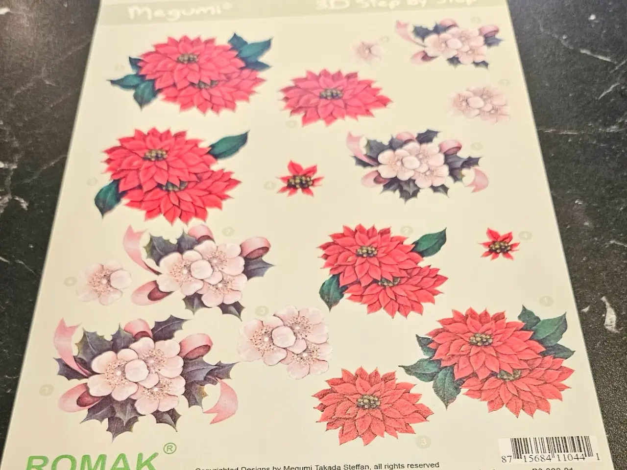 Billede 6 - 9 stk. 3D Klippeark med flotte blomster