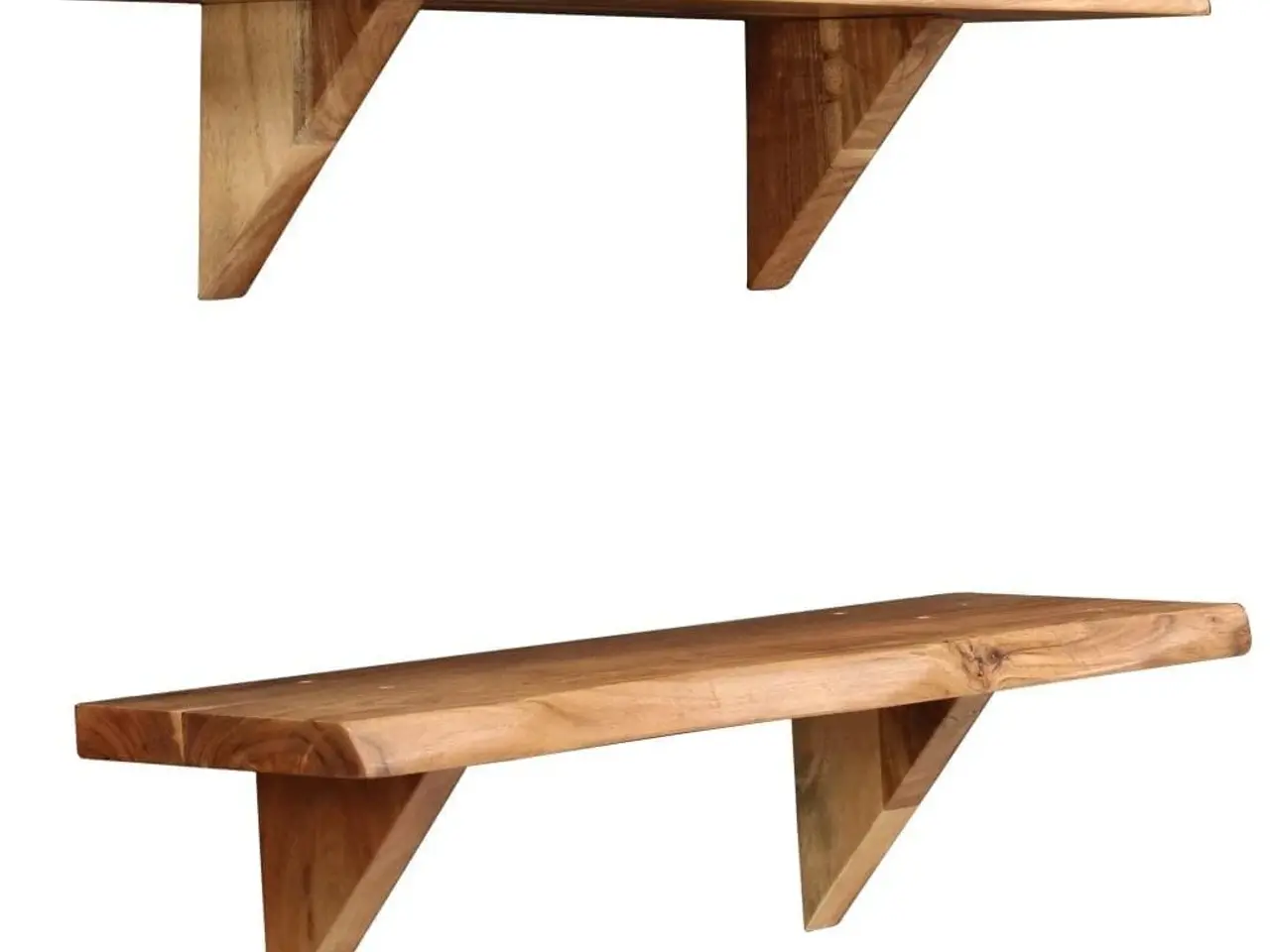 Billede 3 - Væghylder i massivt akacietræ - 2 stk. 60 x 20 x 18 cm