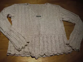 NY håndstrikket cardigan beige str. M