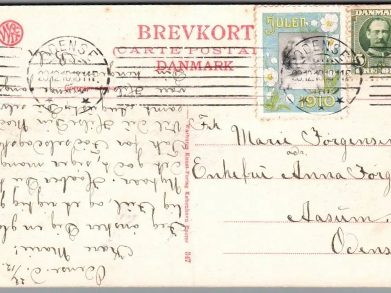 Billede 1 - Julemærke 1910 på Postkort
