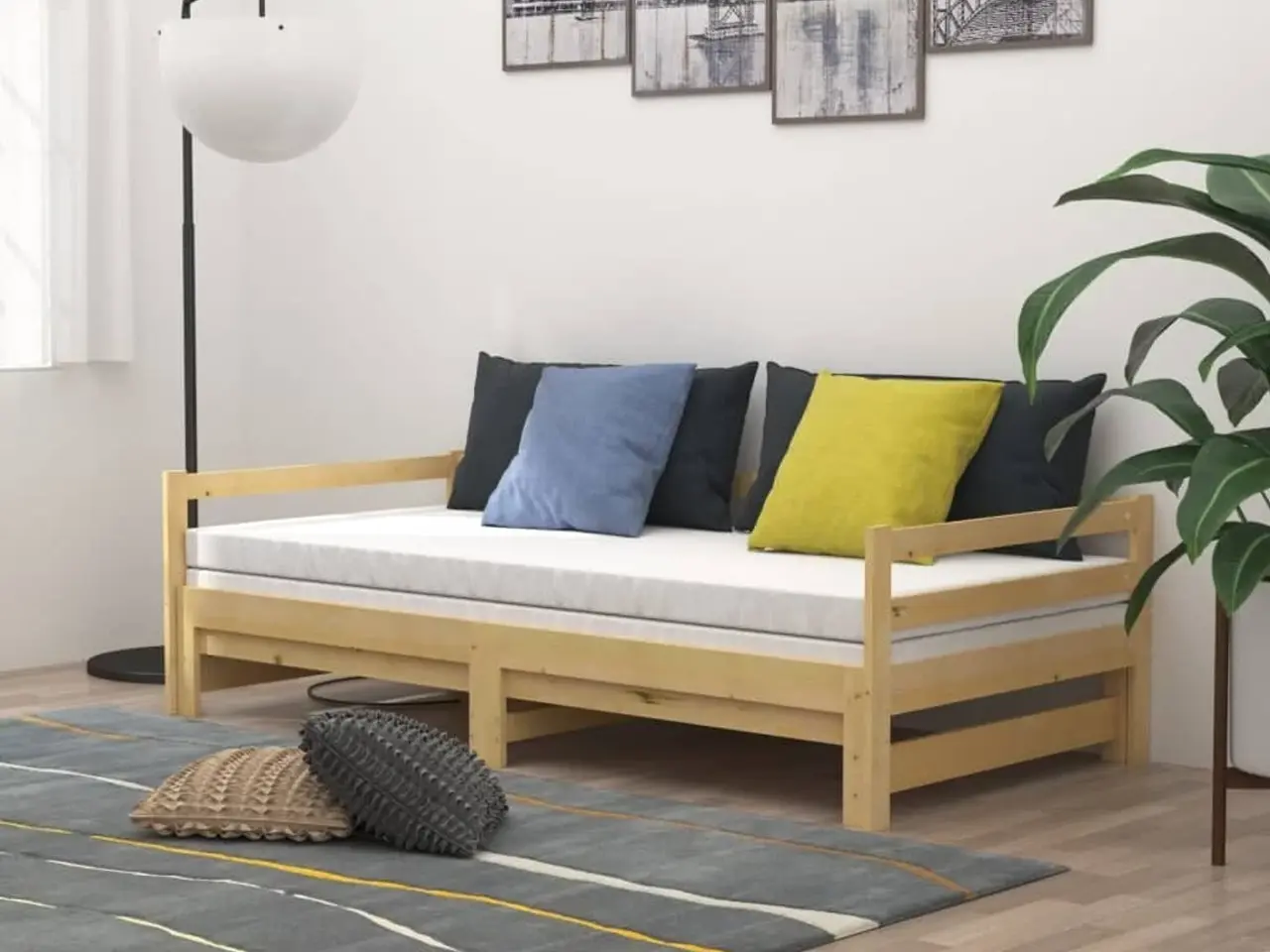 Billede 3 - Daybed med udtræk 2x(90x200) cm massivt fyrretræ