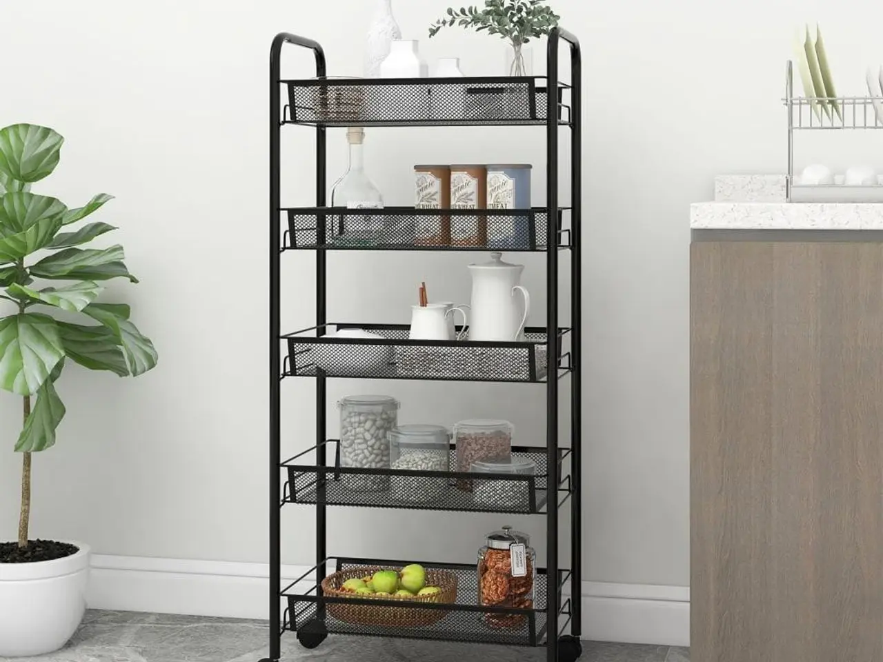 Billede 1 - Køkkenvogn med 5 hylder 46 x 26 x 105 cm - sort