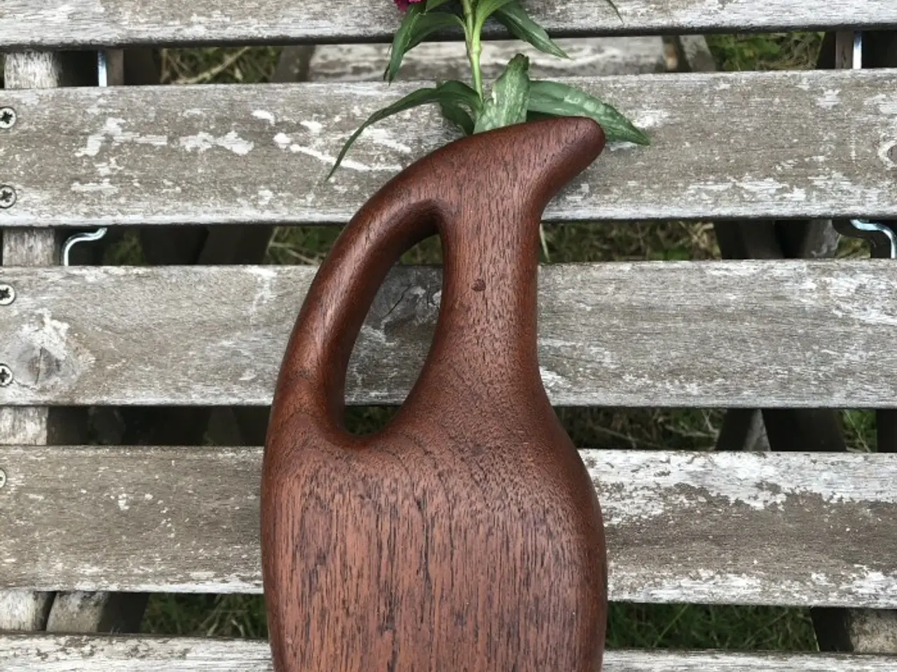 Billede 1 - Vase i teak træ – 19 cm høj 
