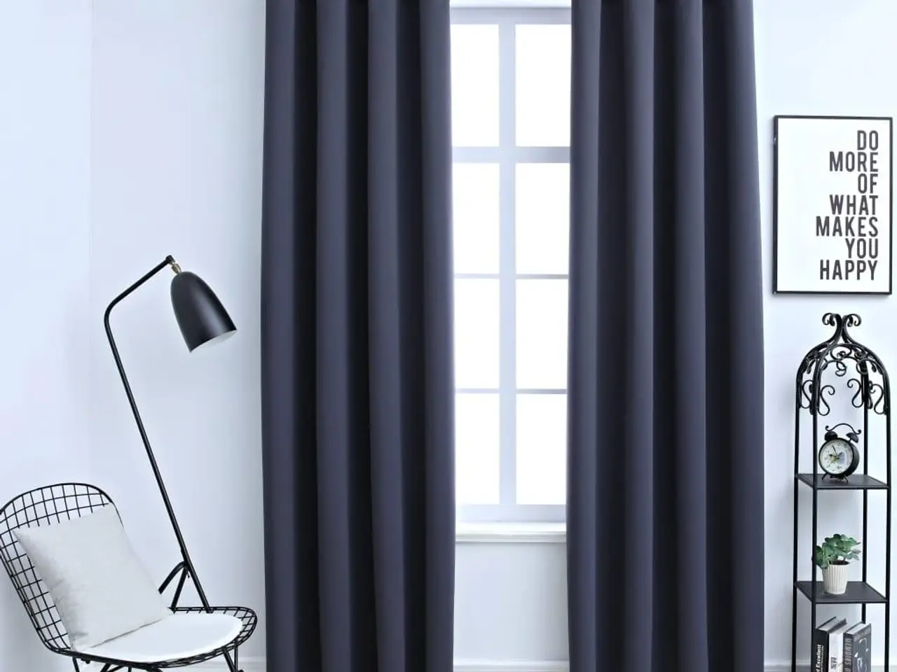 Billede 1 - Mørklægningsgardiner 2 stk. metalringe 140 x 175 cm antracitgrå