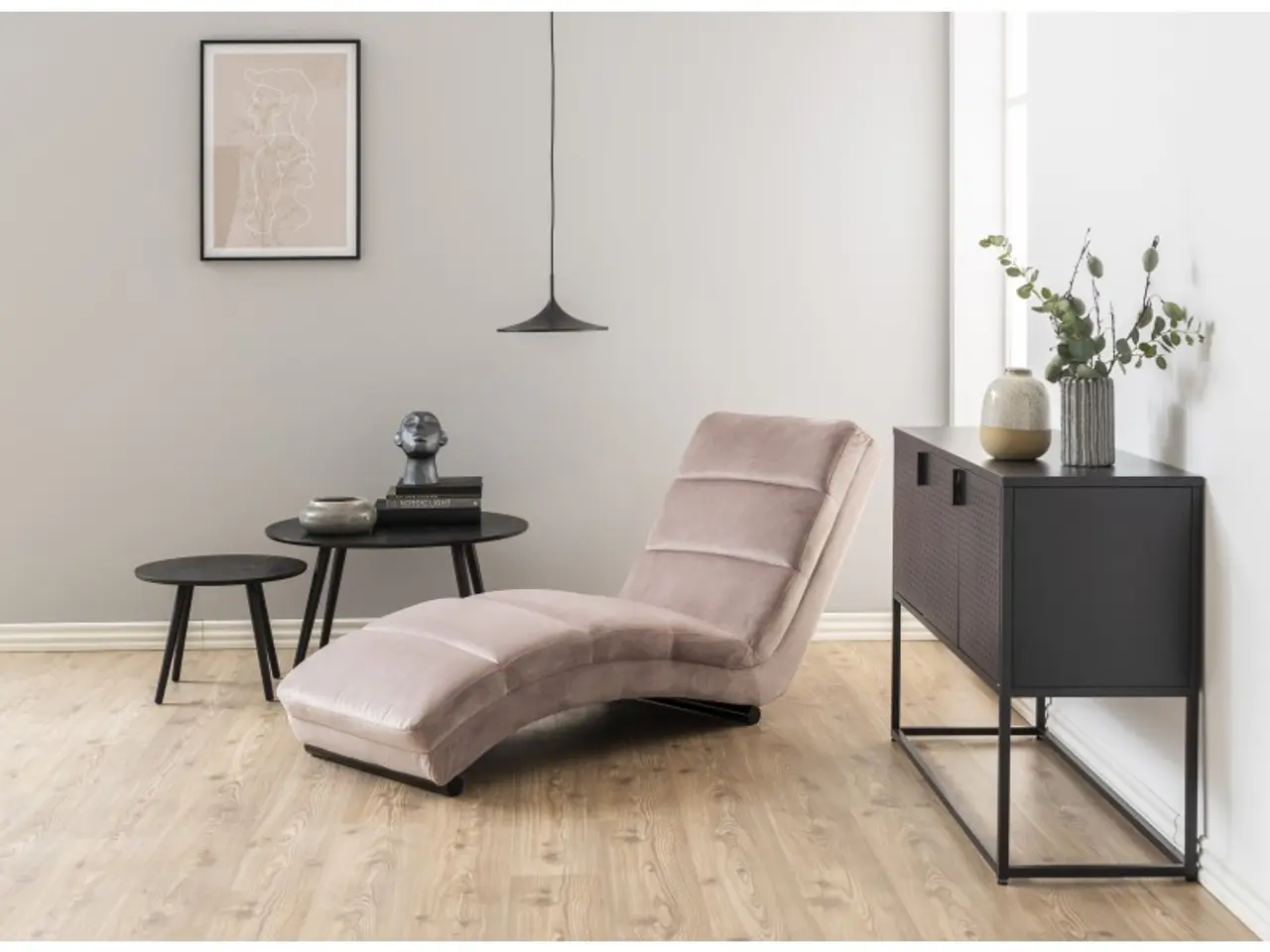 Billede 4 - Slinky Chaiselongue støvet Rosa Velour