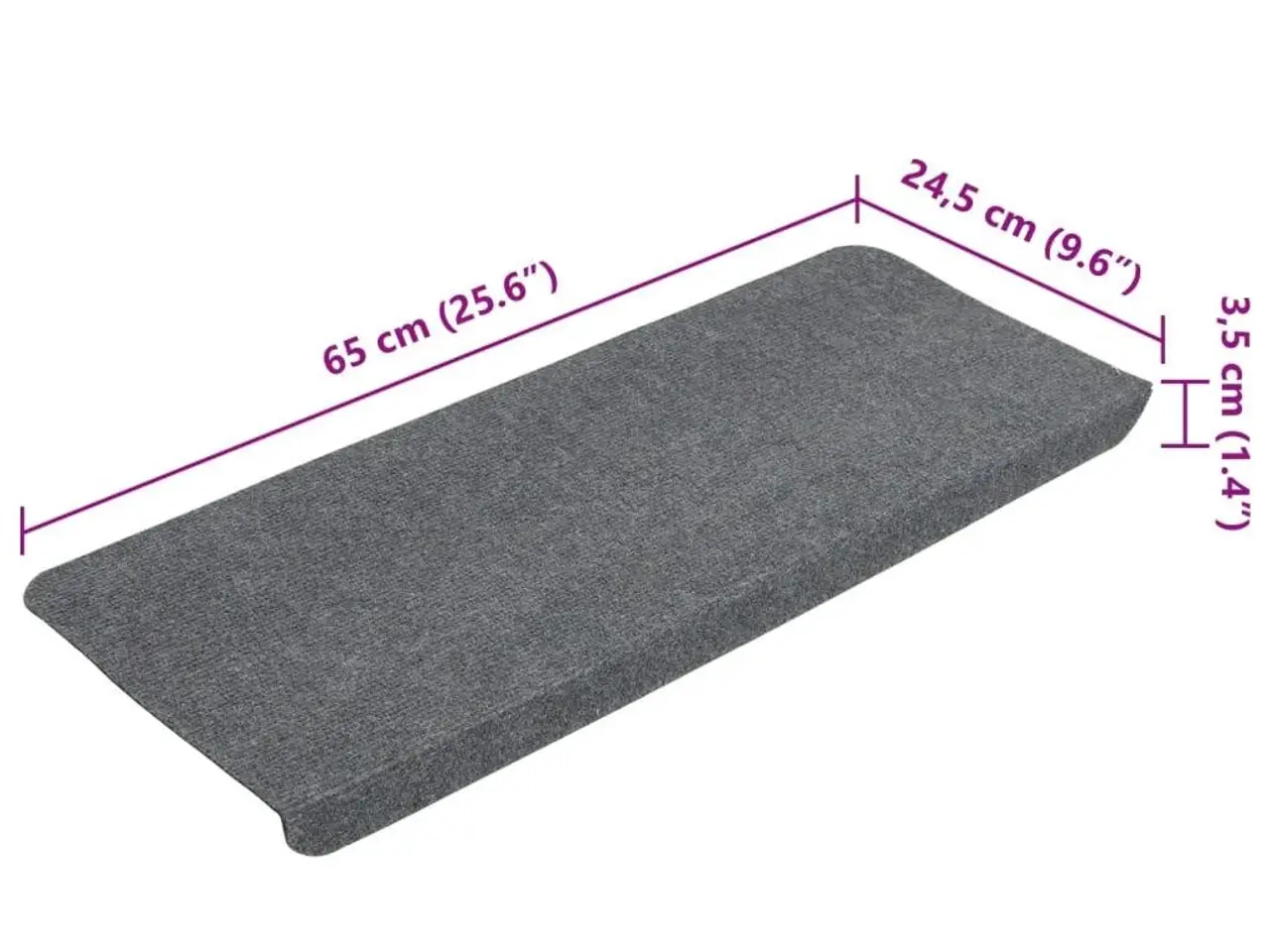 Billede 8 - Selvklæbende trappemåtter - 15 stk. 65 × 24,5 × 3,5 cm, grå